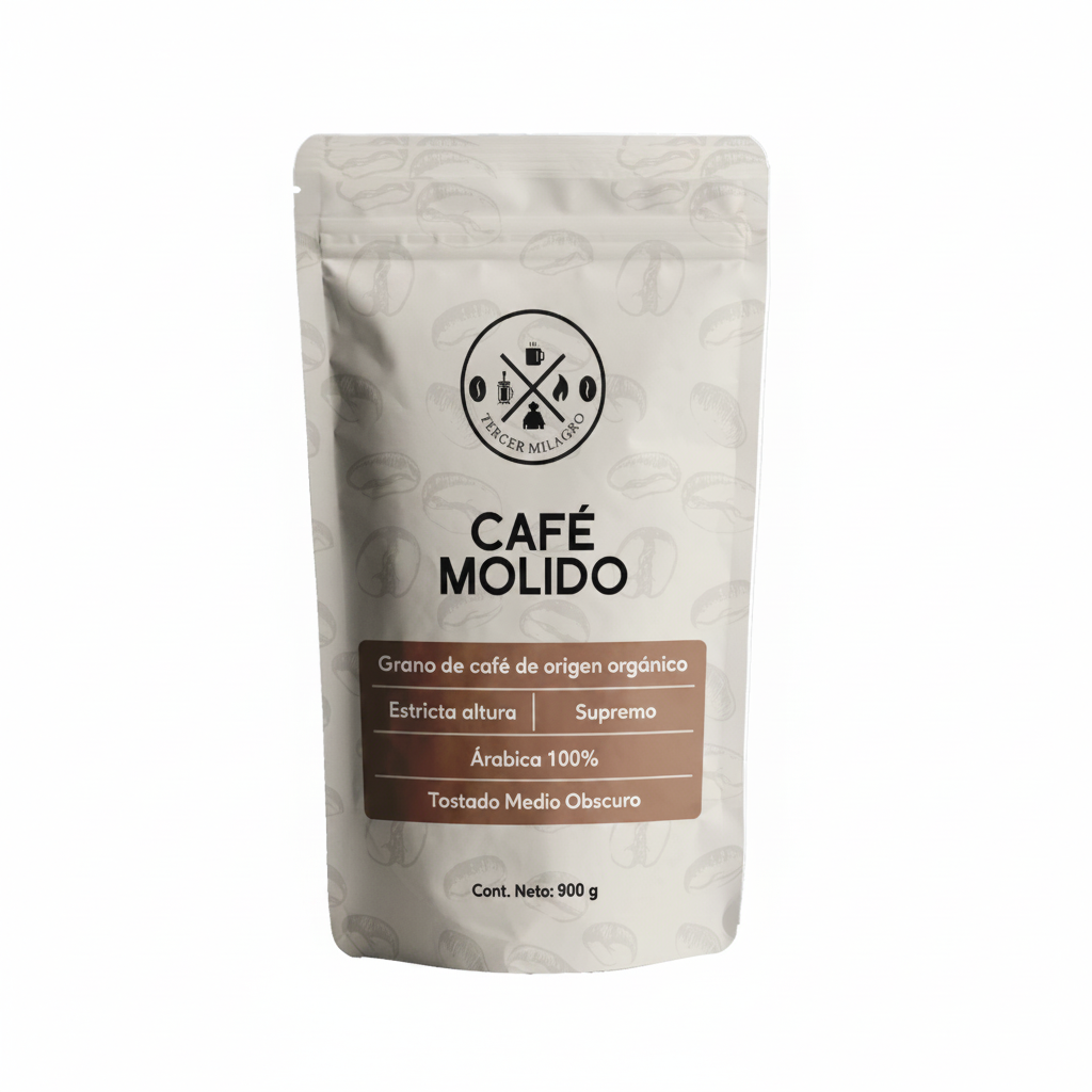 Café orgánico molido - imagen 1 fondo blanco